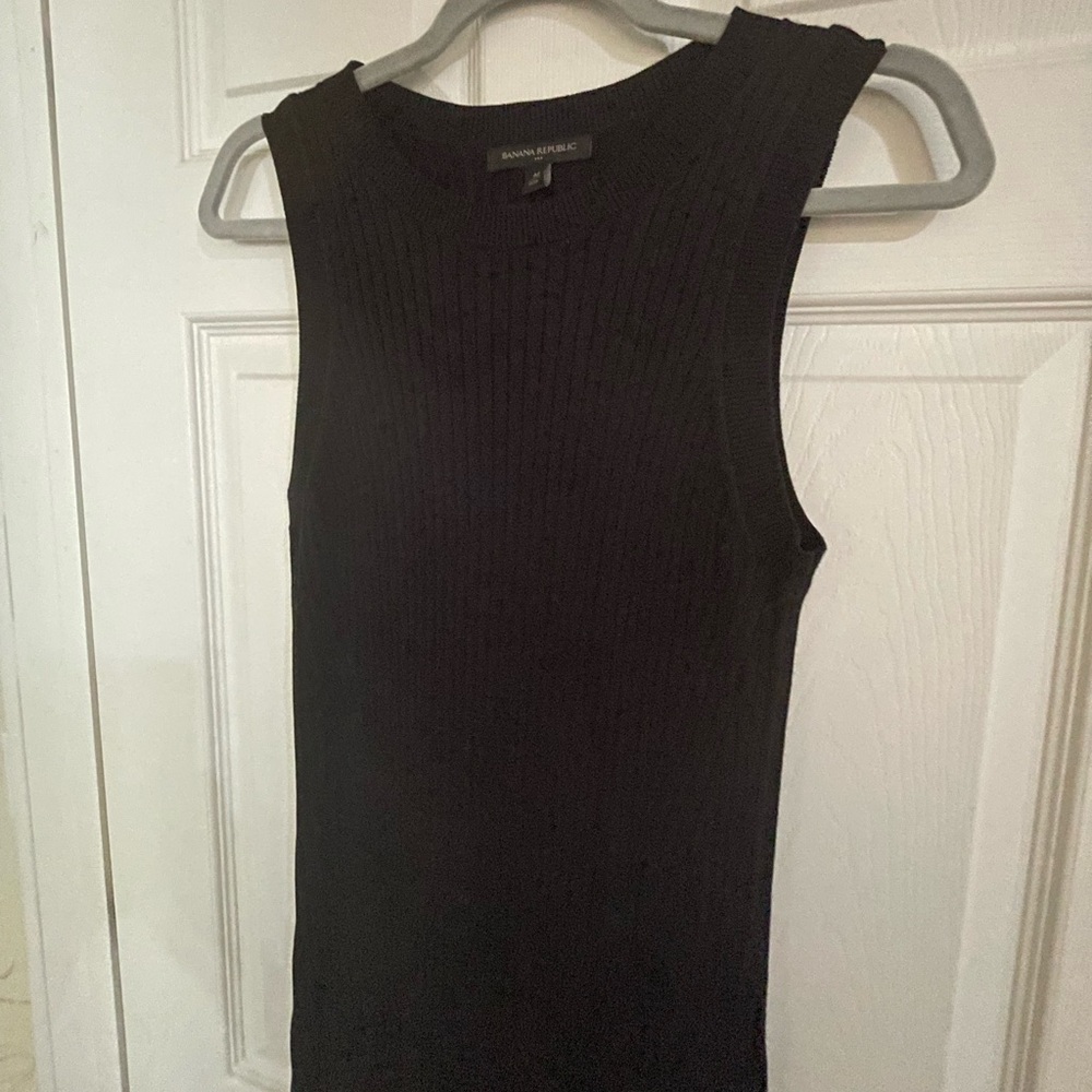 Ribbed Banana Republic Elegant Black Sleeveless knit Dress - Picture 3 of 4